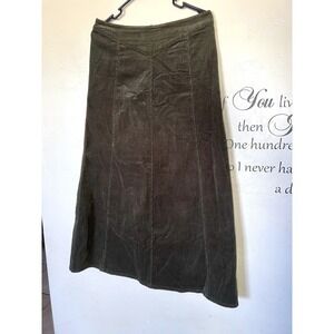Chadwicks of Boston Olive Green Corduroy Maxi Skirt Tall Size 8T Vintage Style